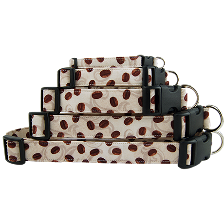 Coffee Beans and Cream Dog Collar Front